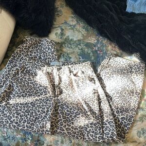 Leopard Print Barrel Jeans